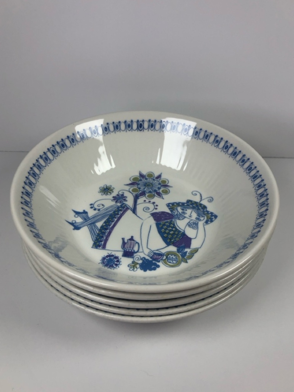 5 Figgjo Lotte Norway Cereal Bowls✨ Turi Design Scandinavian Mid-Century 60s